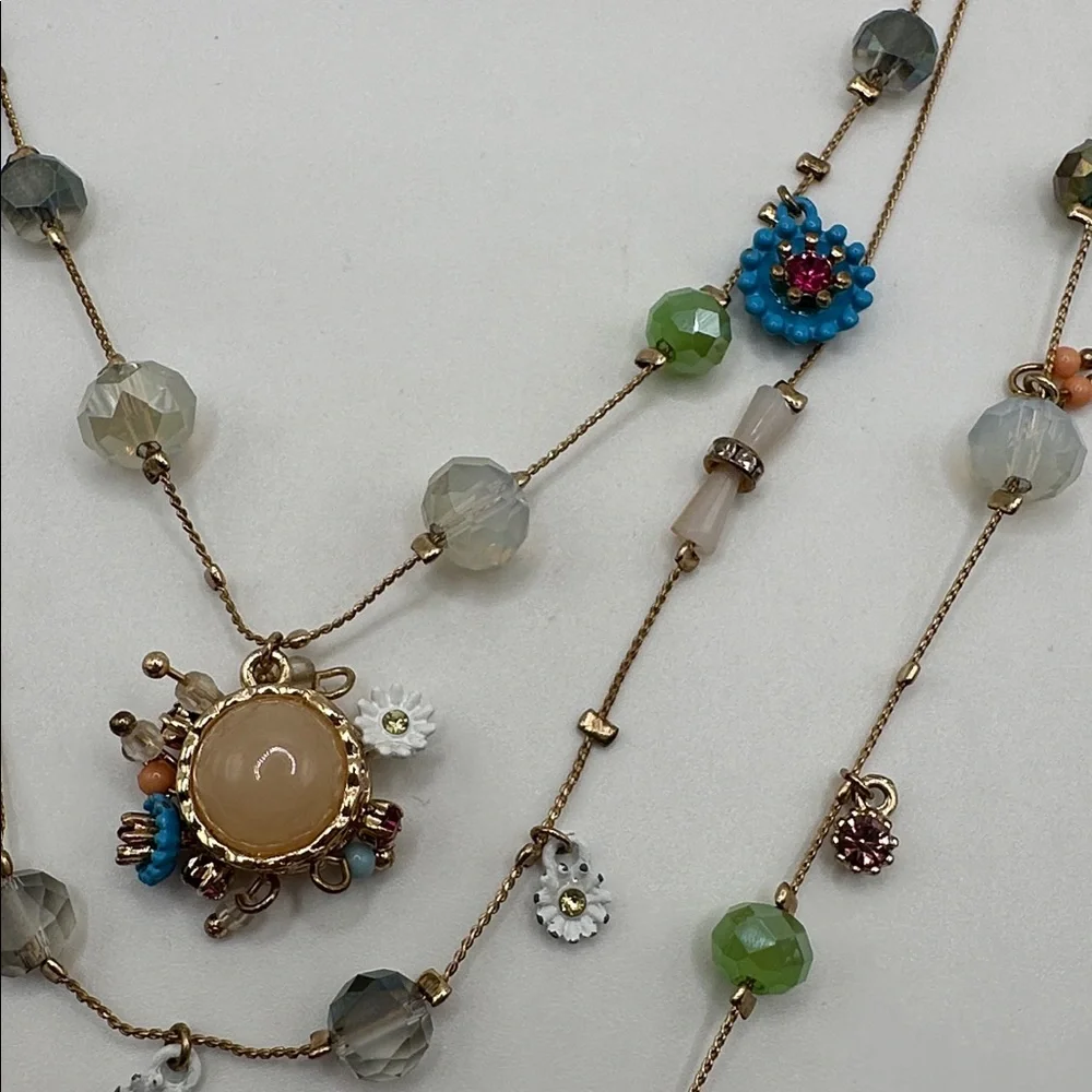 Betsey Johnson Multicolor Beaded Gold-Tone Layered Necklace. New without tags - Picture 7 of 12